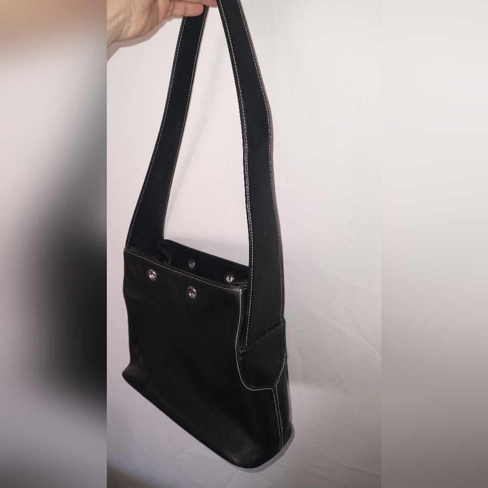 Lauren Ralph Lauren Elegant Black Leather Shoulder Bag Retro Vintage 90"S - Picture 9 of 11